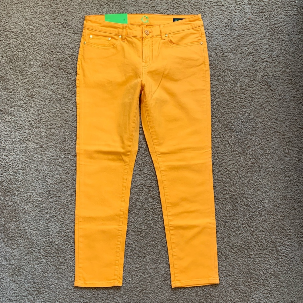 C. Wonder Bright Orange Skinny Crop Jeans